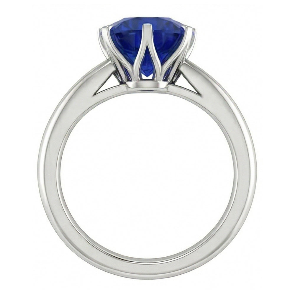 Runder Solitär Saphir Herrenring 3 Karat Weißgold Schmuck