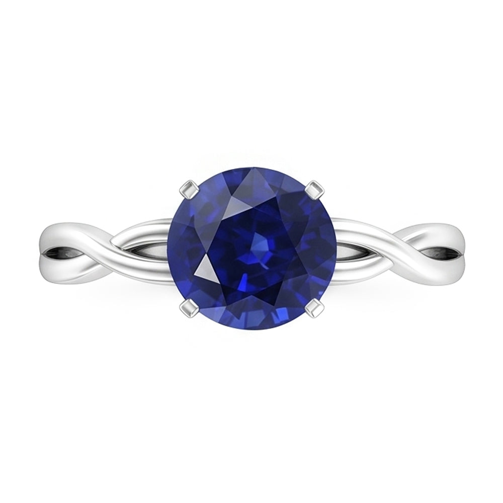 Runder Solitär Saphir Ring Infinity Style Schaftgold 14K 2 Karat