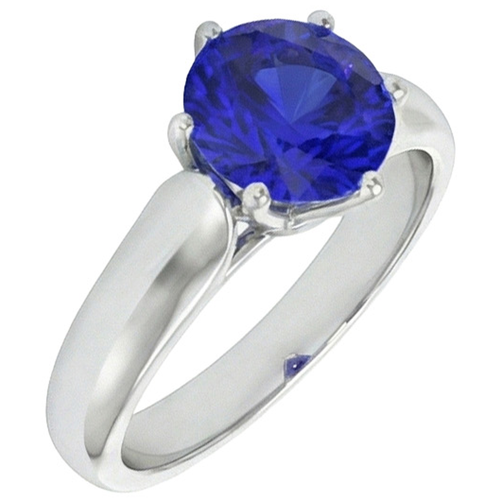 Runder Solitärring Sri Lanka Saphir 2 Karat Weißgold 14K