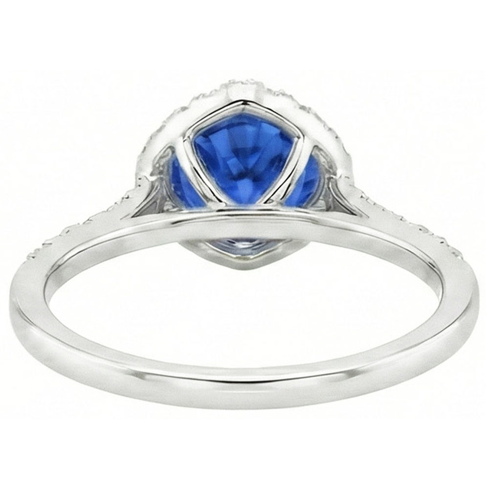 Runder Sri Lanka Blauer Saphir Diamant Ring Goldschmuck 4 Karat
