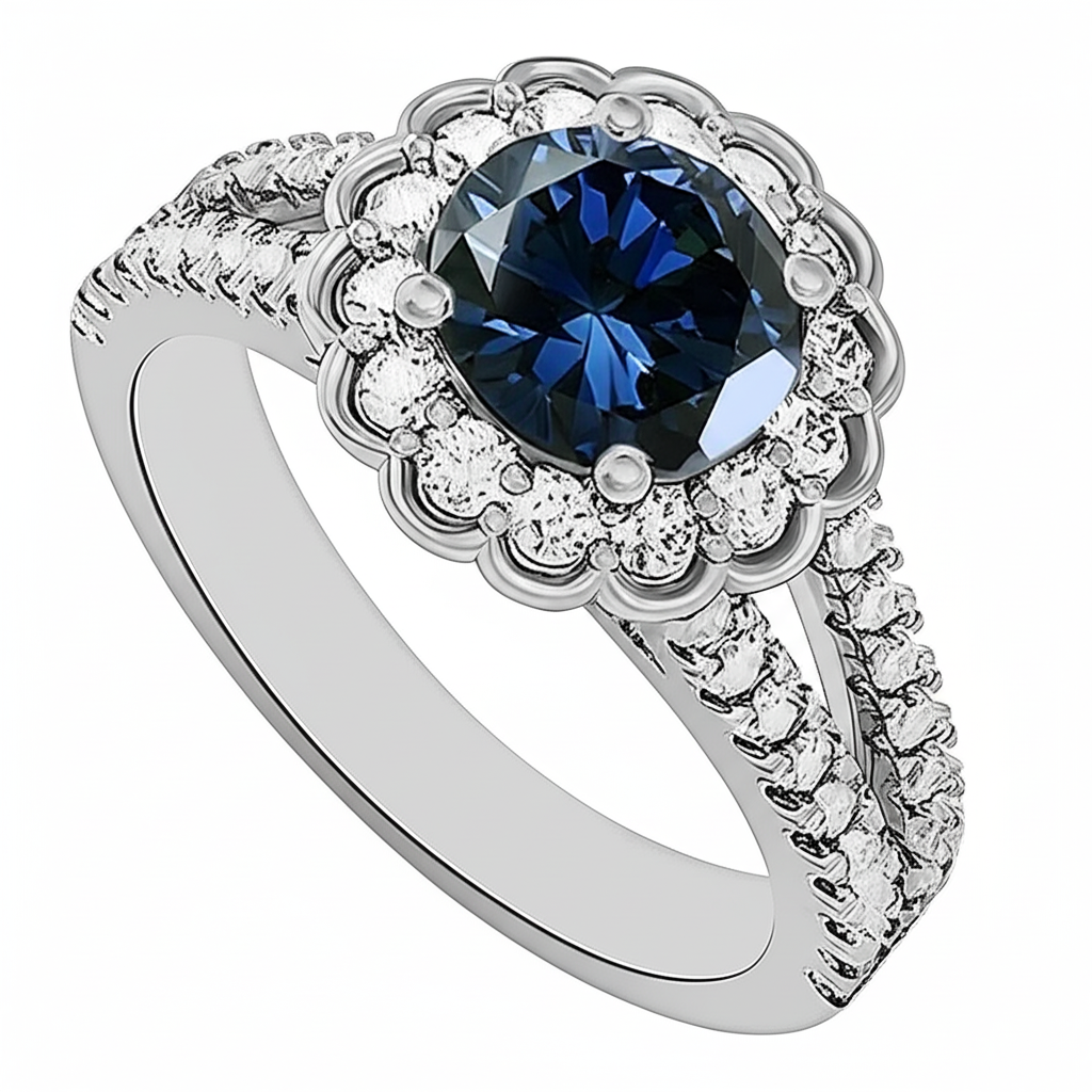 echter round diamant 2.25Karat ring Draufsicht