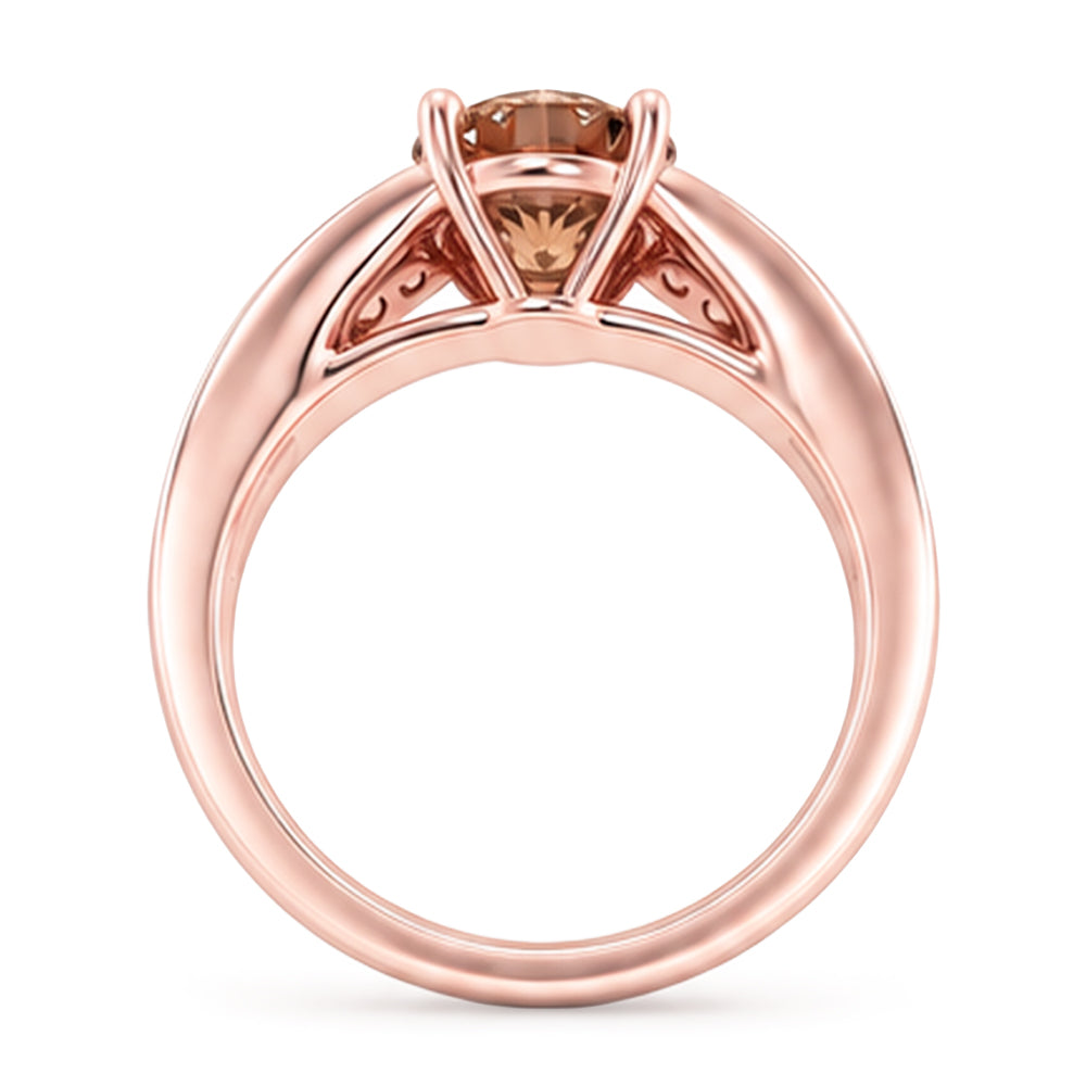Runder brauner Champagner-Natürliche Diamant-Edelstein-Ring 2.5 Karat Roségold 14K