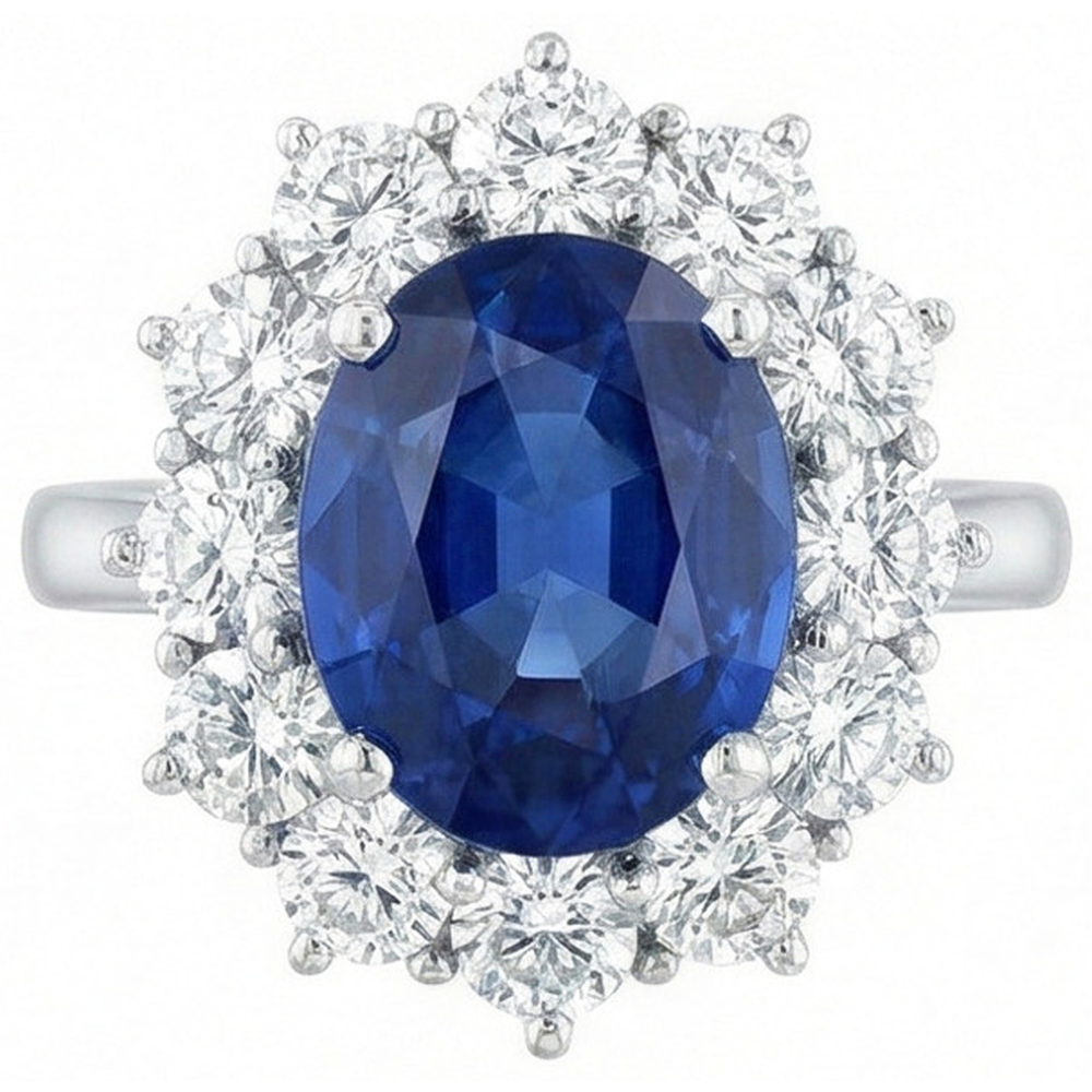 echter oval diamant 6Karat ring Detailansicht
