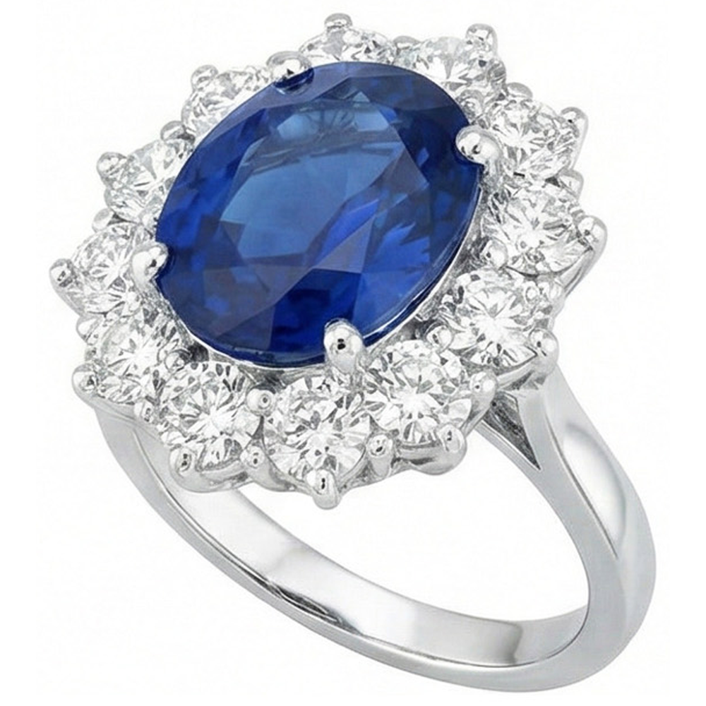 echter oval diamant 6Karat ring Draufsicht