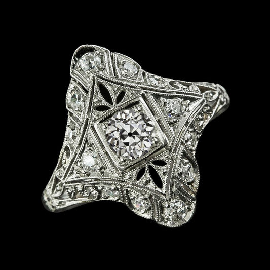 Runder Alter Minenschliff Echt Diamant Fancy Ring Milgrain Schaft 2,25 Karat