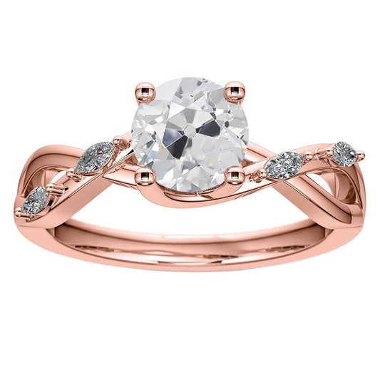 Runder Alter Minenschliff Echt Diamantring 3,50 Karat Twisted Style Schmuck