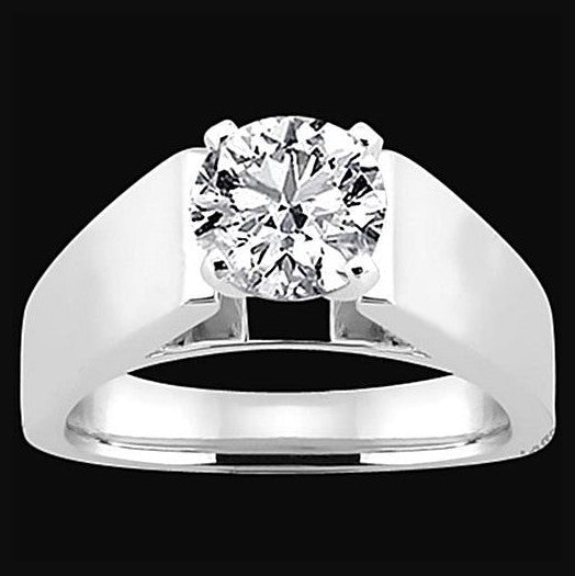 Runder Brillant-Euroschaft-Natürliche Diamant-Solitärring Aus Weißgold