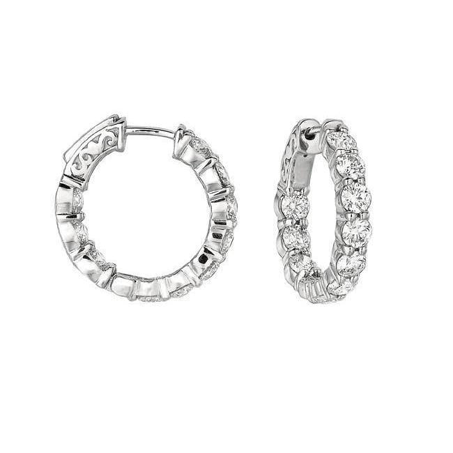 Runder Brillanter 4 Karat Echt Diamantohrring 20 Pointer Hoop Schmuck WG 14K