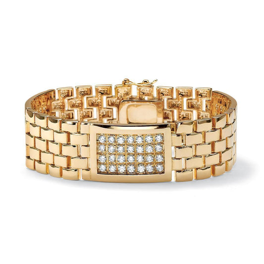 Runder Brillantschliff 6 Karat Natürliche Diamanten Herrenarmband 14K YG