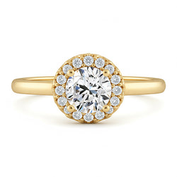 Runder Echt Diamant-Verlobungsring 1,25 Karat Krappenfassung YG 14K