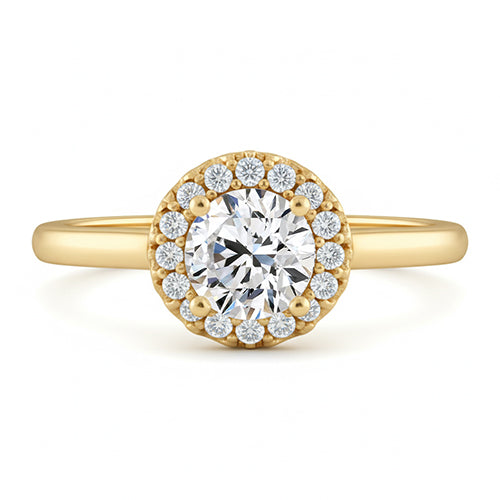 Runder Echt Diamant-Verlobungsring 1,25 Karat Krappenfassung YG 14K