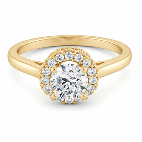Runder Echt Diamant-Verlobungsring 1,25 Karat Krappenfassung YG 14K