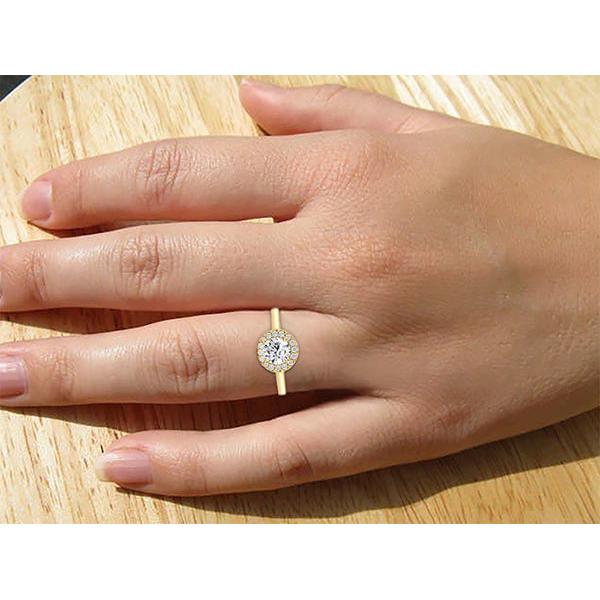 Runder Echt Diamant-Verlobungsring 1,25 Karat Krappenfassung YG 14K