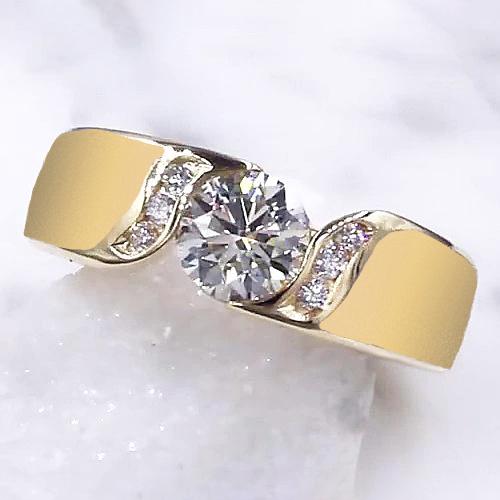 Runder Echt Diamant-Verlobungsring 1,80 Karat Gelbgold Schmuck Neu