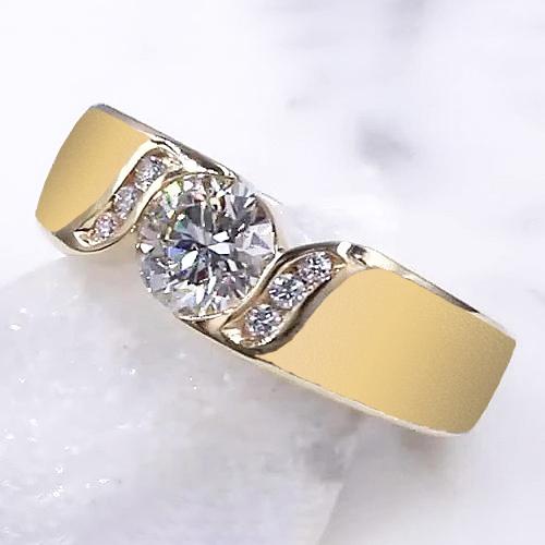 Runder Echt Diamant-Verlobungsring 1,80 Karat Gelbgold Schmuck Neu