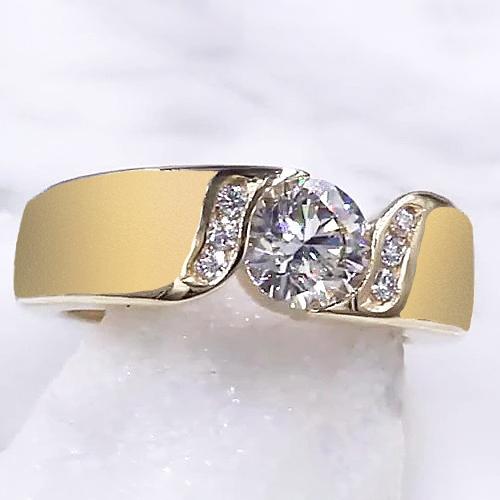 Runder Echt Diamant-Verlobungsring 1,80 Karat Gelbgold Schmuck Neu