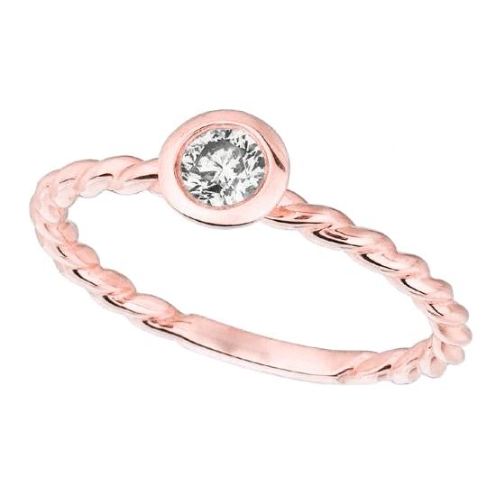 Runder Echt Diamant 0,30 Karat Solitärring Roségold 14K Schmuck