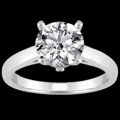 Runder Echt Diamant Solitaire Damen Verlobungsring Weißgold 3 Ct.