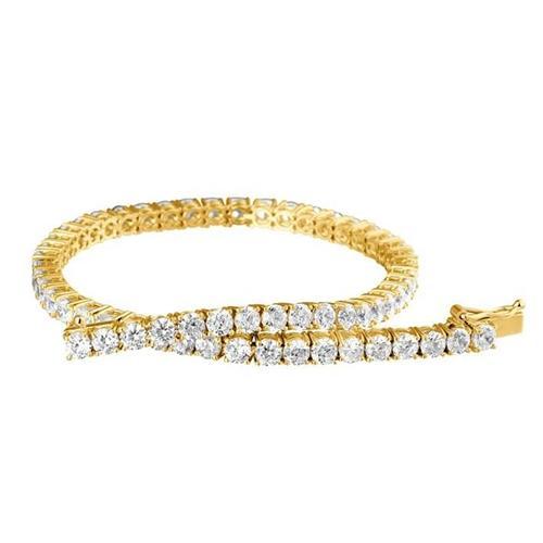 Runder Echt Diamant Tennis Damenarmband 6 Karat Gelbgold 14K