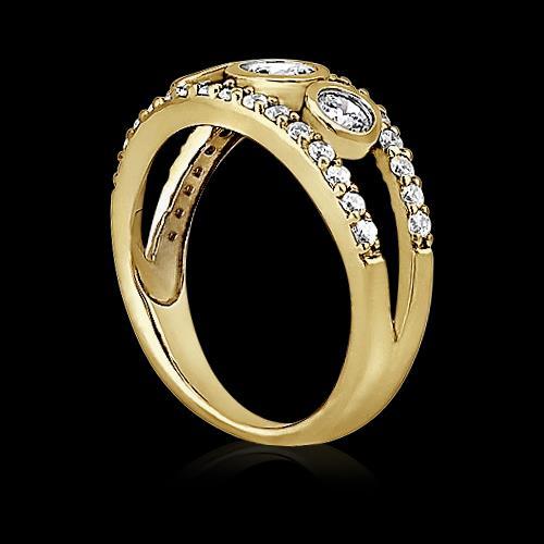 Runder Echt Diamantring 1,46 Kt Gelbgold Split Shank Schmuck Neu