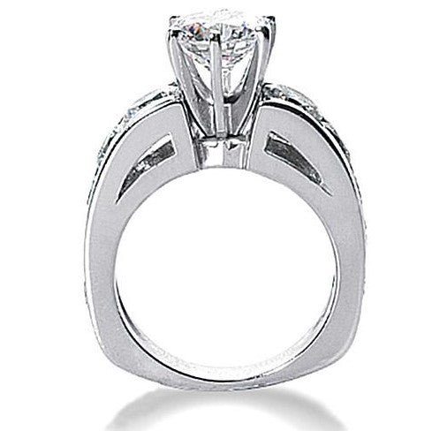 Runder Euroschaft-Echt Diamant-Verlobungsring Mit Akzenten WG 14K