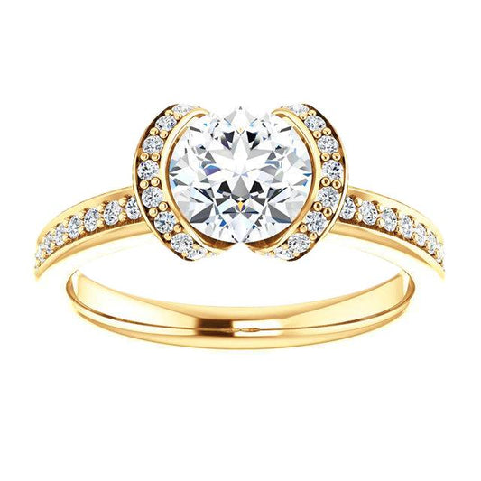 Runder Natürliche Diamant-Verlobungsring 1,85 Karat Gelbgold 14K Schmuck Neu