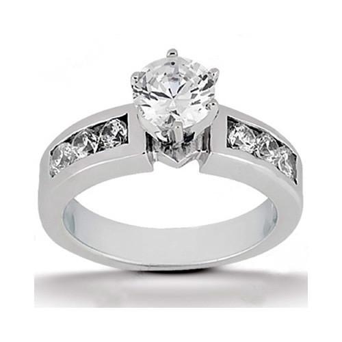Runder Natürliche Diamant-Weißgold-Verlobungsring Für Frauen 1,61 Ct. Mit Akzenten