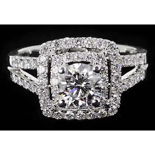 Runder Natürliche Diamant Halo Style Jubiläumsring 3 Karat