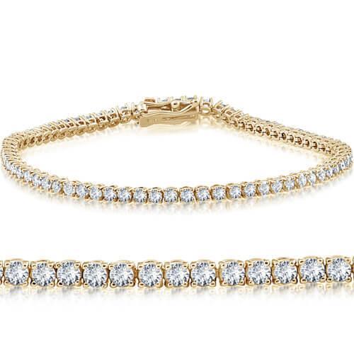 Runder Natürliche Diamant Tennis Damenarmband 4.50 Karat Gelbgold 14K