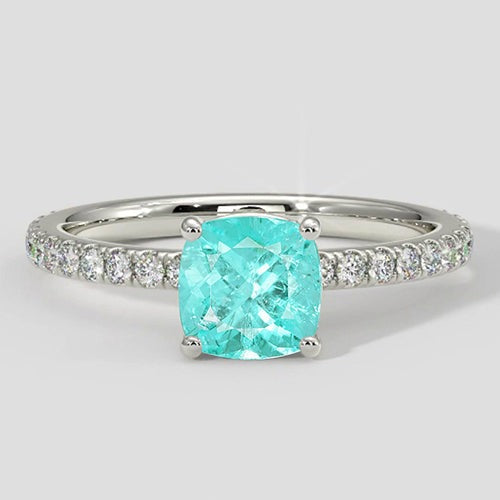 Runder Verlobungsring aus Paraiba-Stein