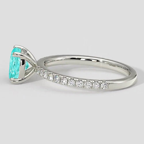 Runder Verlobungsring aus Paraiba-Stein