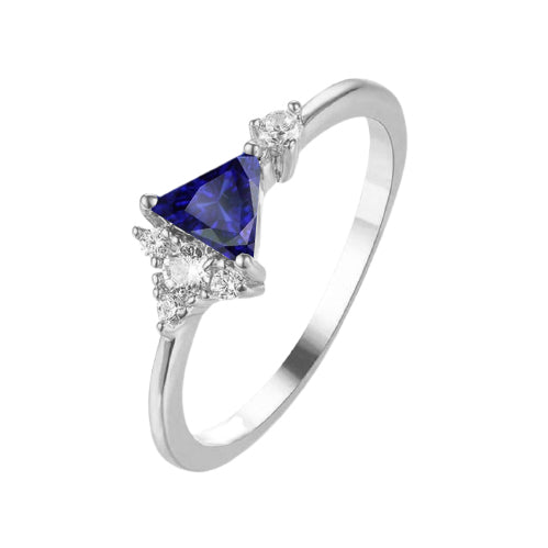 Runder Diamant & Trillion Saphir Ring Edelstein Schmuck