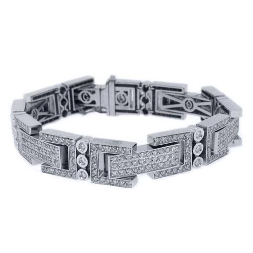 Rundes 18 Karat Echt Diamant Herrenarmband Weißgold 14K