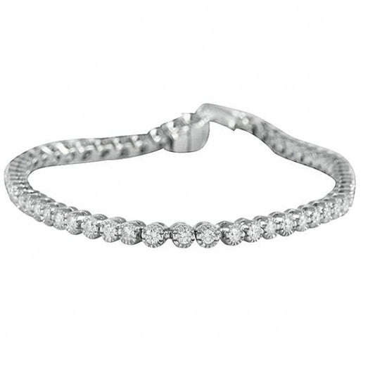 Rundes Brillantschliff-Echte Diamant-Tennisarmband Schön 5 Kt WG 14K