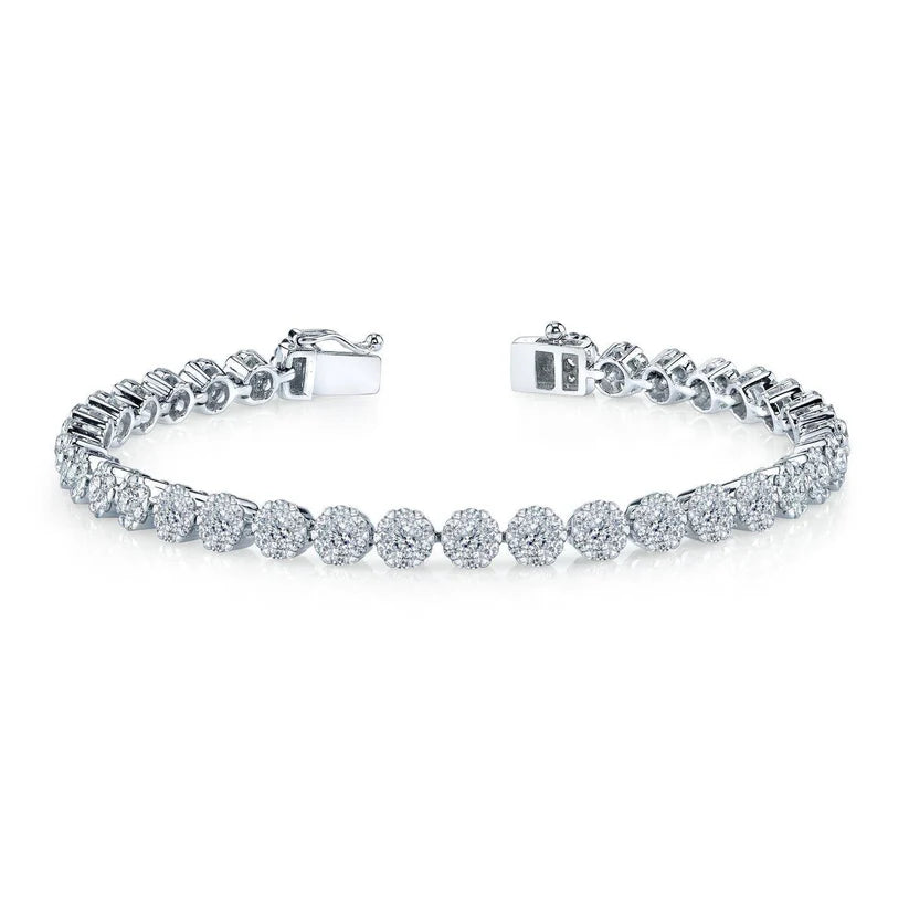 Rundes Brillantschliff Echt Diamanten Damenarmband WG 14K 14 Karat