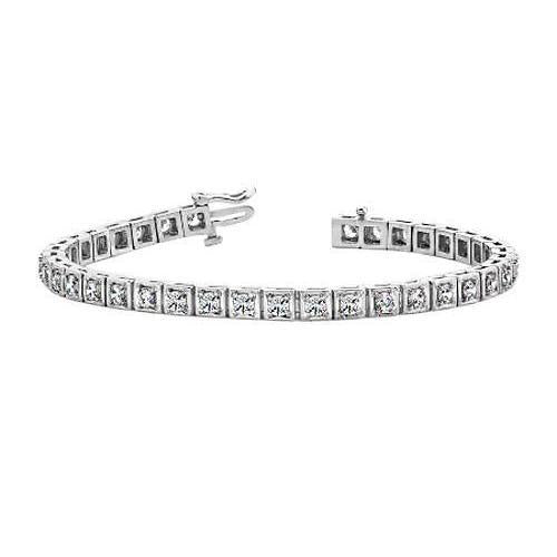 Rundes Echt Diamant-Tennis-Armband Aus Massivem Weißgold 7,40 Karat