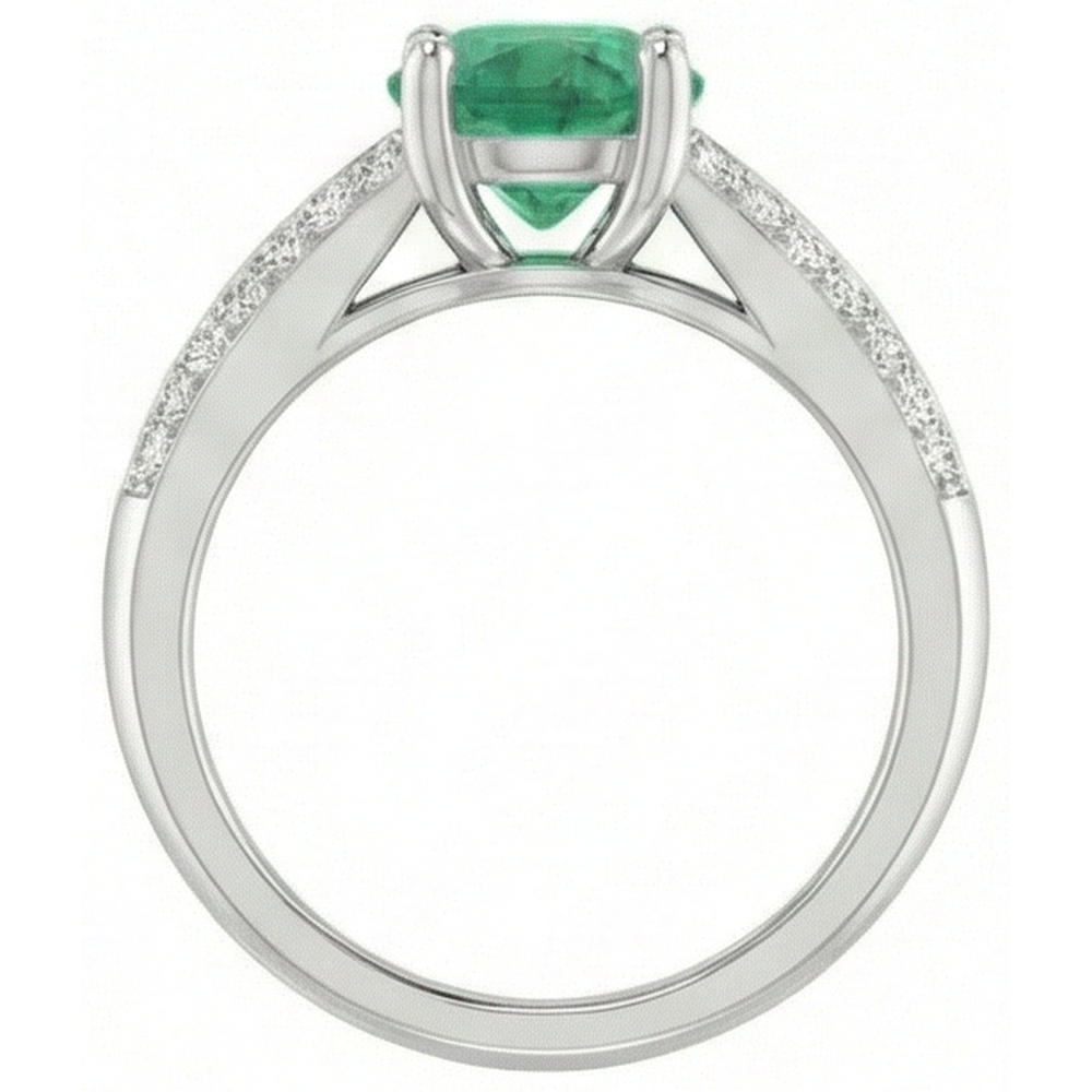 echter round smaragd 2.60Karat ring mit Diamantbesatz