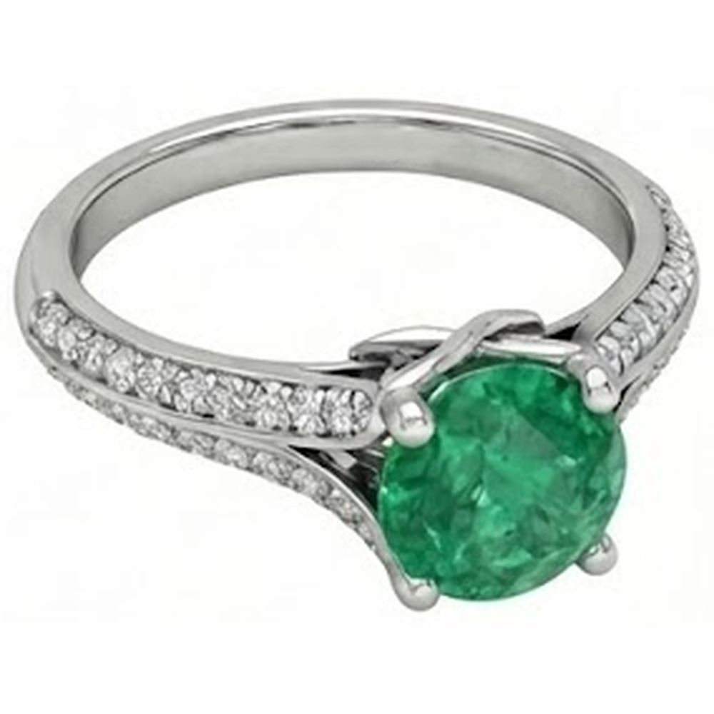 echter round smaragd 3.20Karat ring Detailansicht