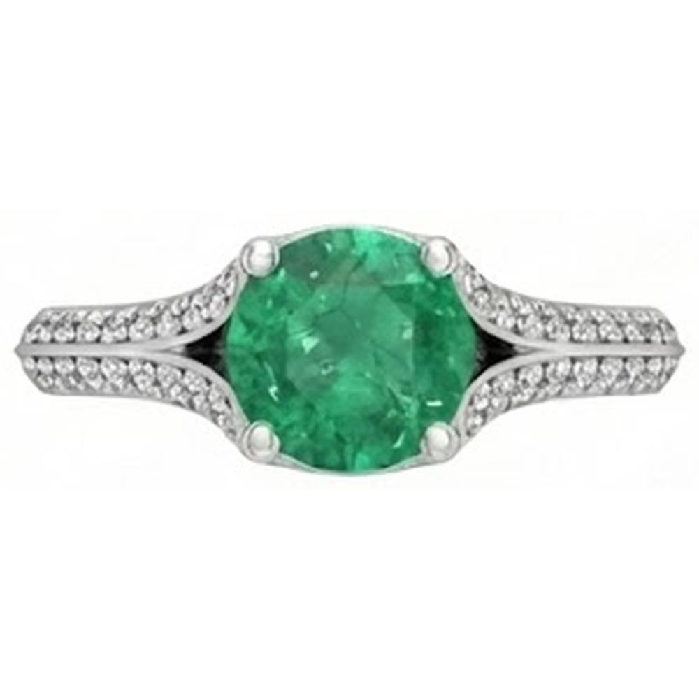 echter round smaragd 3.20Karat ring Seitenansicht