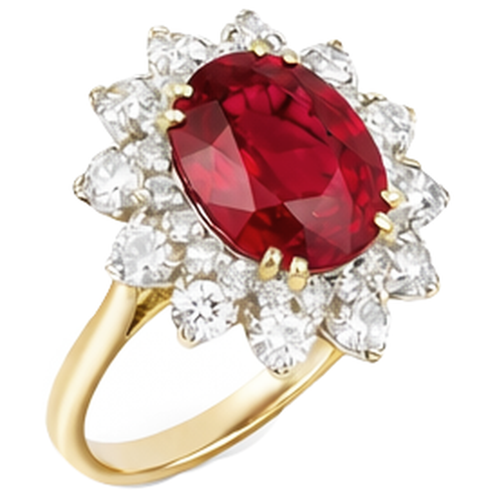echter oval rubin 4.50Karat ring Detailansicht