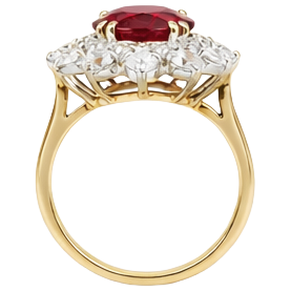 echter oval rubin 4.50Karat ring Profilansicht