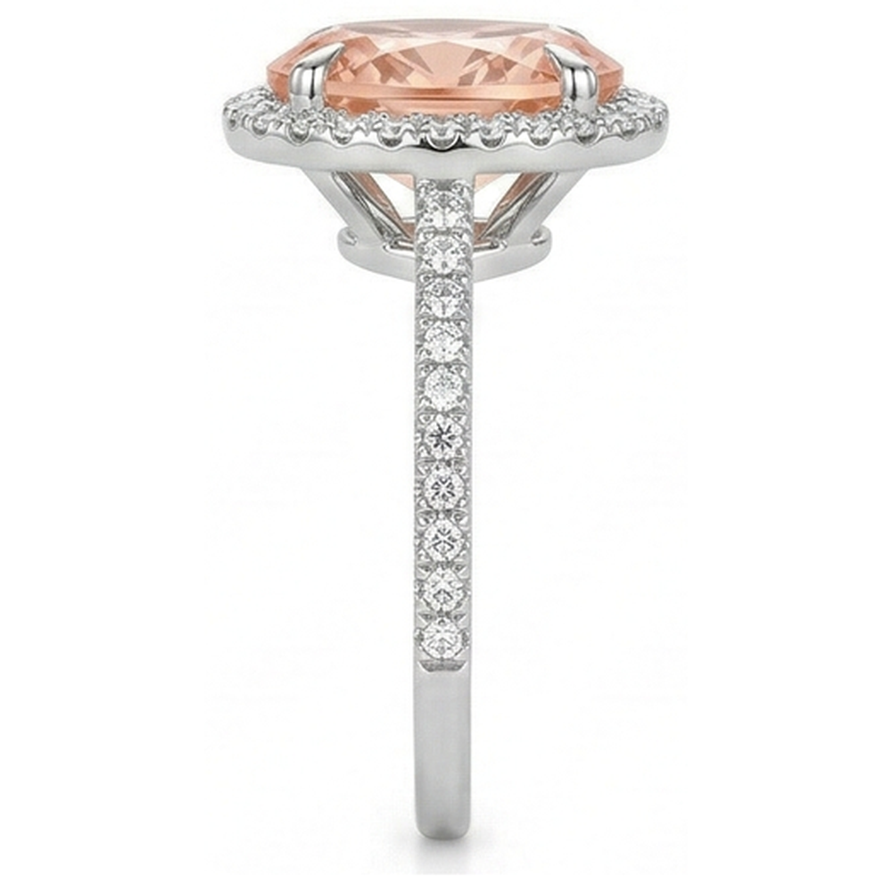 Rundschliff Morganit und Diamanten 11,35 Karat Ring Gold Weiß 14K