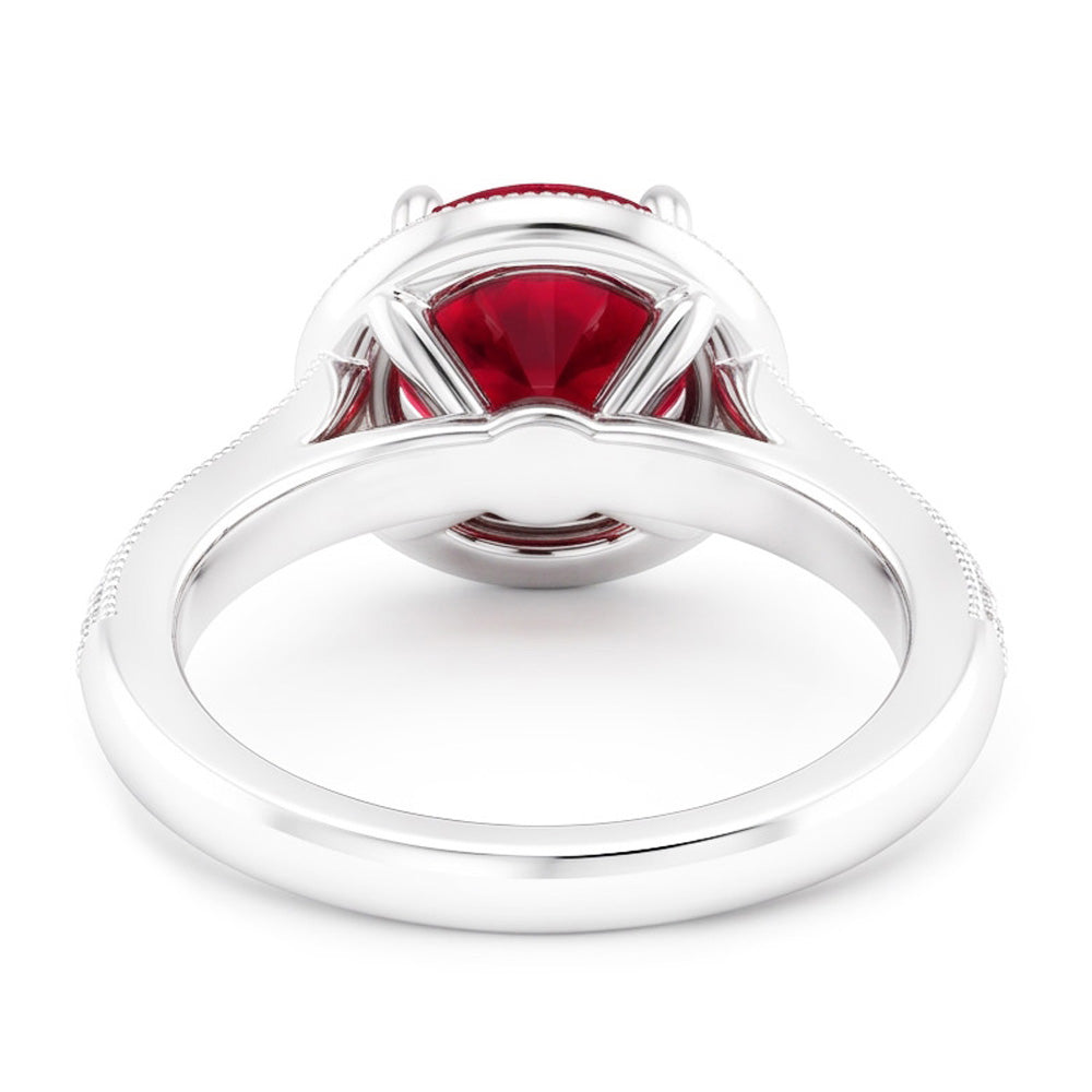 Rundschliff Roter Saphir Diamant Ring Weißgold Schmuck 1,5 Karat