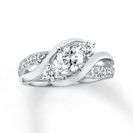 Rundschliff 1,85 Karat Natürliche Diamant Jubiläumsring 14K Weißgold Neu