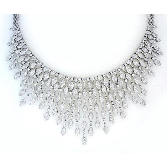 Rundschliff 40 Kt Kleine Echt Diamanten Damen Halskette 14K Weißgold Neu