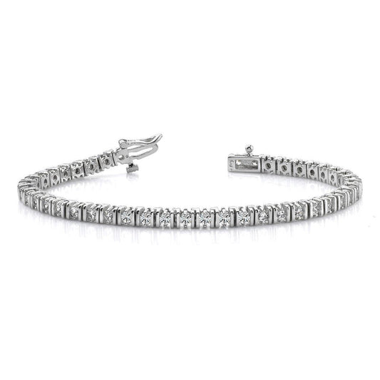 Rundschliff Funkelnde 4 Karat Echt Diamanten Tennisarmband Weißgold 14K