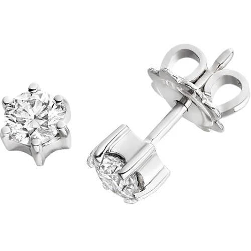 Rundschliff Sechs Zinken Set 2,00 Karat Echte Diamanten Ohrstecker WG 14K