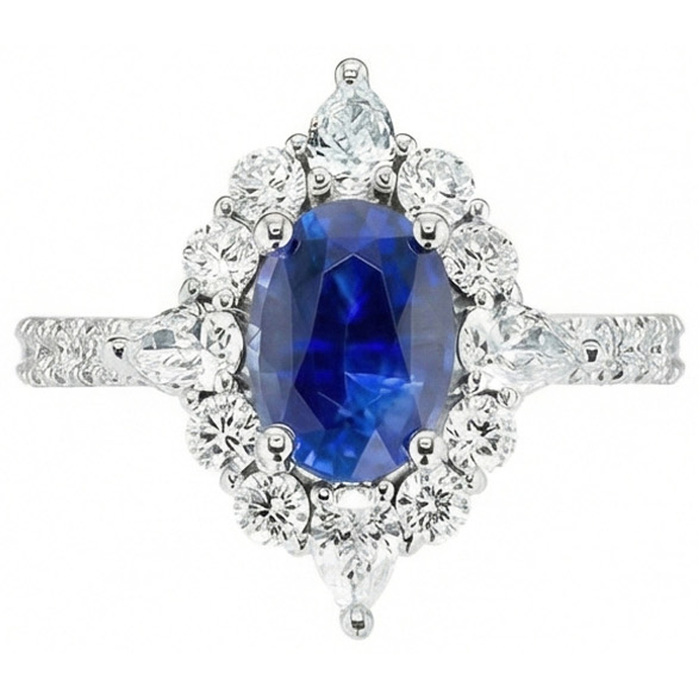 echter oval saphir 1Karat ring Seitenansicht