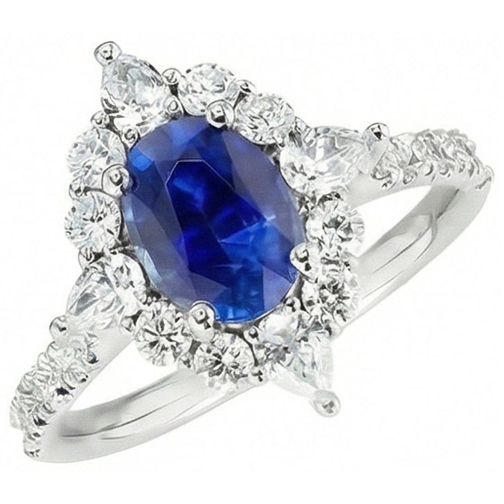 echter oval saphir 1Karat ring Vorderansicht