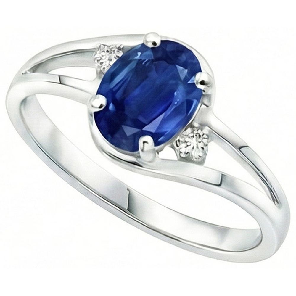Saphir Diamant 2,20 Karat Ehering Weißgold 14K